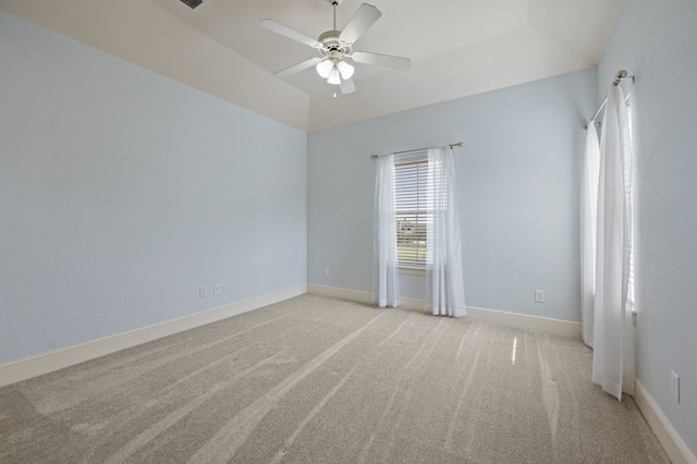 1665 Florence Rd, Keller, TX 76262 - unfurnished room featuring a ceiling fan, light carpet, baseboards, and lofted ceiling