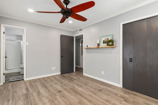723 Westover Dr, Richardson, TX 75080 - unfurnished bedroom with wood finished floors, ornamental molding, baseboards, recessed lighting, and ensuite bath