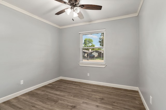 723 Westover Dr, Richardson, TX 75080 - unfurnished room with crown molding, baseboards, ceiling fan, and wood finished floors