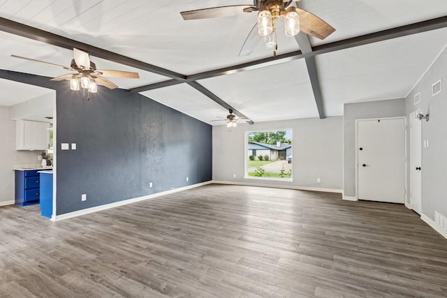 723 Westover Dr, Richardson, TX 75080 - unfurnished living room featuring a ceiling fan, wood finished floors, and baseboards