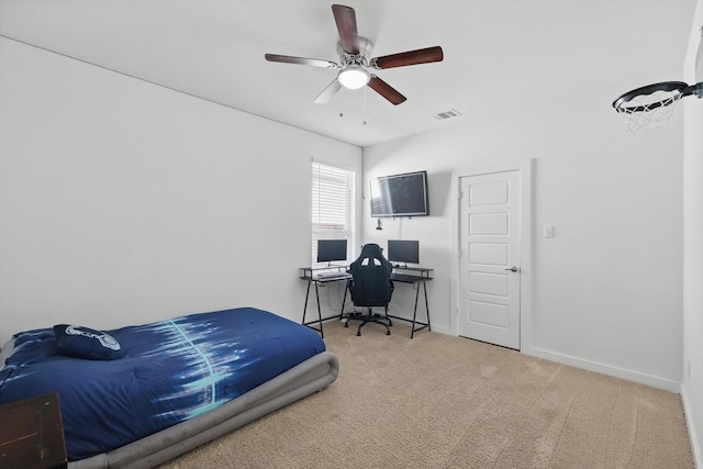 1837 Sebright Trl, Fort Worth, TX 76052 - carpeted bedroom with a desk, a ceiling fan, and baseboards
