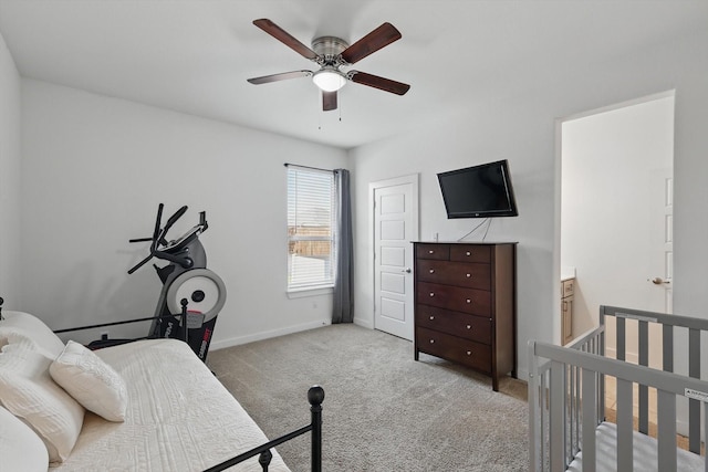 1837 Sebright Trl, Fort Worth, TX 76052 - bedroom with light carpet, baseboards, and ceiling fan