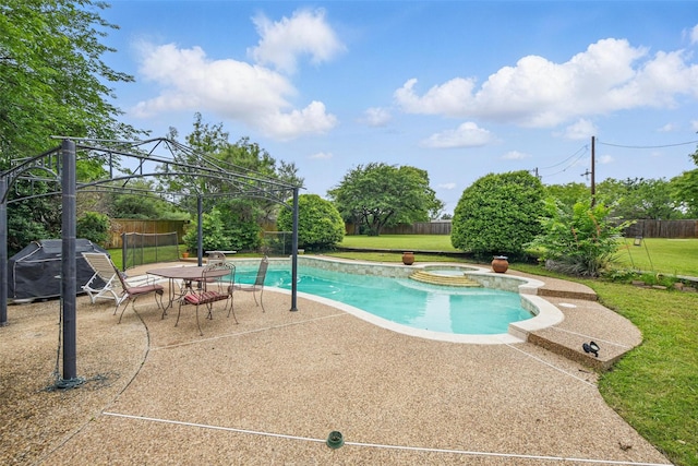 2606 N Carroll Ave, Southlake, TX 76092 - view of pool with a gazebo, a patio, grilling area, and a pool with connected hot tub