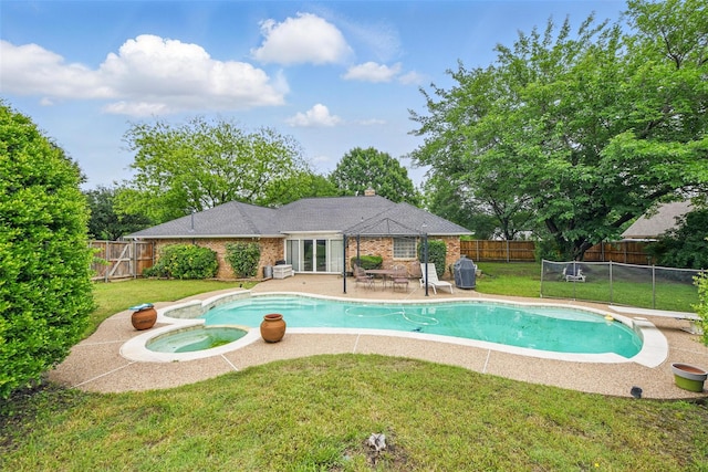 2606 N Carroll Ave, Southlake, TX 76092 - view of swimming pool with a patio area, a diving board, and a pool with connected hot tub