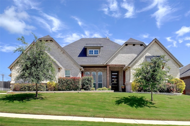 1456 Silent Springs Dr, Fort Worth, TX 76052 - view of front facade with a front lawn, brick siding, a shingled roof, and stone siding