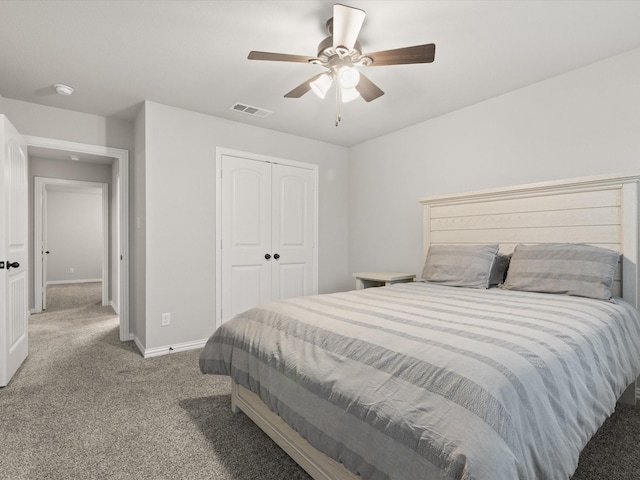 1713 Victoria Dr, Fort Worth, TX 76131 - carpeted bedroom with baseboards, a closet, and ceiling fan