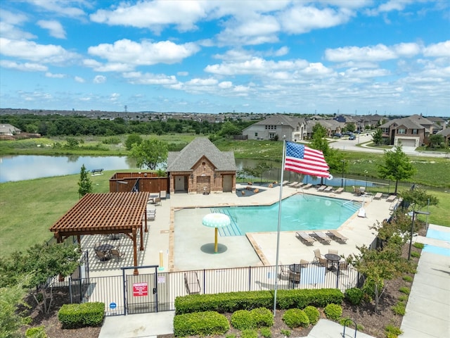 1713 Victoria Dr, Fort Worth, TX 76131 - community pool featuring a patio, a gazebo, and a water view