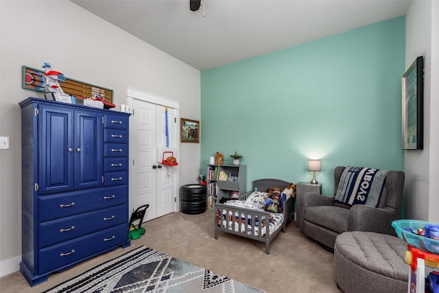 sitting room with light carpet