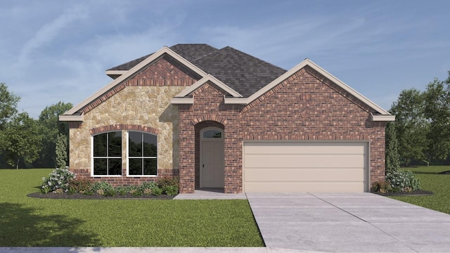 206 Michael Dr, Princeton, TX 75407 - view of front facade with brick siding, driveway, a front lawn, and an attached garage