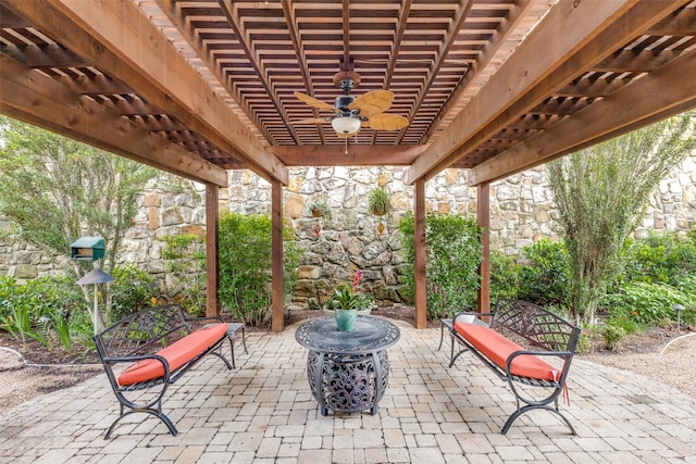 7333 Valencia Grove Ct, Fort Worth, TX 76132 - view of patio / terrace with a ceiling fan and a pergola
