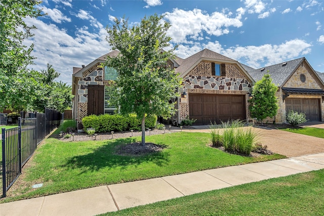 175 Calla Dr, Flower Mound, TX 75028 - view of front of property with stone siding, concrete driveway, and a garage