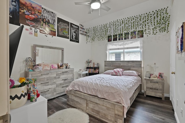 10108 Morning Glory Ln, Frisco, TX 75035 - bedroom with dark wood-style flooring and ceiling fan