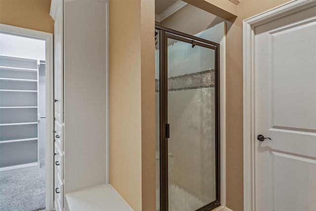 5524 Hollytree, Tyler, TX 75703 - full bathroom with a stall shower and a spacious closet