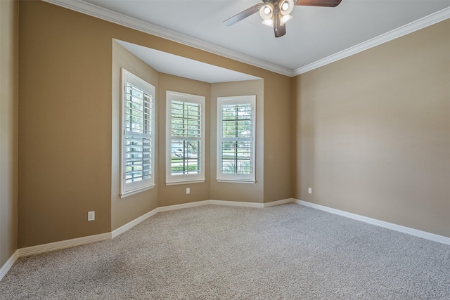 5524 Hollytree, Tyler, TX 75703 - carpeted empty room featuring a ceiling fan, crown molding, and baseboards