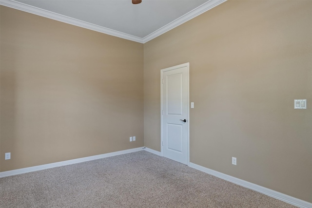5524 Hollytree, Tyler, TX 75703 - unfurnished room featuring ornamental molding, baseboards, carpet, and a ceiling fan