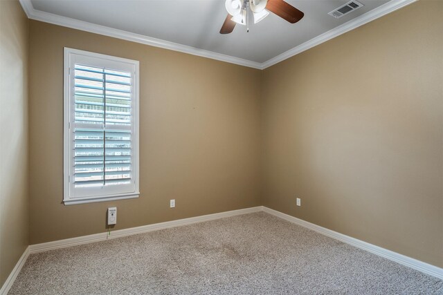 5524 Hollytree, Tyler, TX 75703 - carpeted empty room featuring a ceiling fan, crown molding, and baseboards