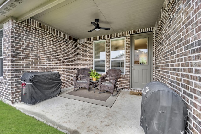 208 Beechcraft Ct, Caddo Mills, TX 75135 - view of patio with grilling area and ceiling fan