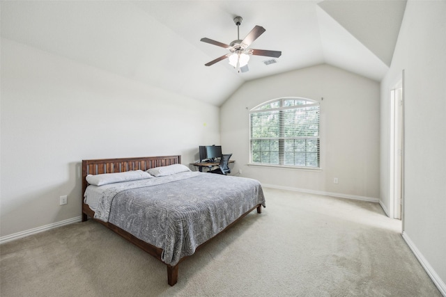 6552 Federal Hall St, Plano, TX 75023 - carpeted bedroom featuring lofted ceiling, ceiling fan, and baseboards