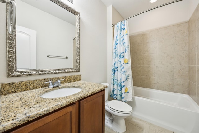 6552 Federal Hall St, Plano, TX 75023 - full bath featuring toilet, shower / bath combo with shower curtain, vanity, and tile patterned flooring