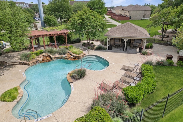 6552 Federal Hall St, Plano, TX 75023 - community pool featuring a pergola, fence, a patio, and a gazebo