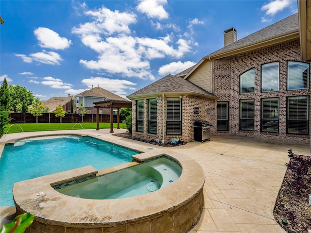 1413 Prairie Dr, Carrollton, TX 75007 - view of pool with a patio area, a pergola, and a pool with connected hot tub