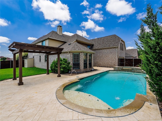 1413 Prairie Dr, Carrollton, TX 75007 - view of pool with a pergola, a patio, and a pool with connected hot tub