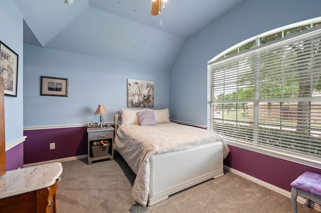 1820 Lacey Oak Ln, Keller, TX 76248 - carpeted bedroom with lofted ceiling, a ceiling fan, and baseboards
