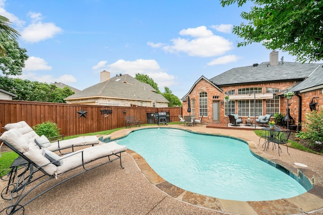 1820 Lacey Oak Ln, Keller, TX 76248 - view of swimming pool featuring a patio area, a fenced backyard, and an outdoor living space