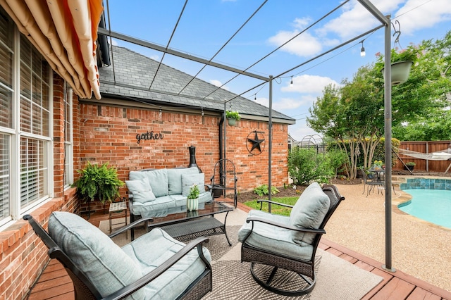 1820 Lacey Oak Ln, Keller, TX 76248 - fenced backyard featuring an outdoor living space and a patio