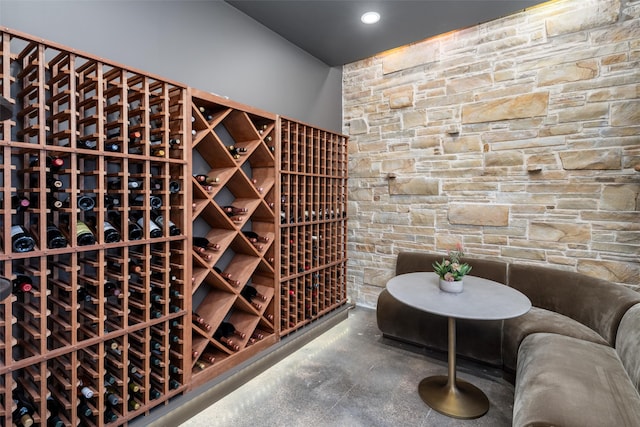 wine cellar with finished concrete flooring