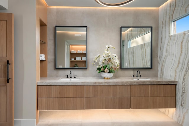 bathroom with double vanity