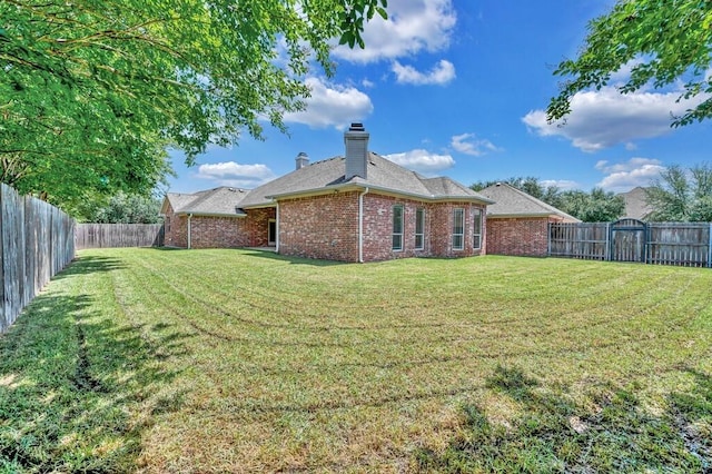 1105 Charing Cross Dr, Waco, TX 76712 - back of property with brick siding, a chimney, and a gate
