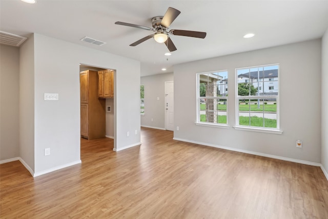 12824 Seagoville Rd, Balch Springs, TX 75180 - spare room featuring a ceiling fan, light wood finished floors, baseboards, and recessed lighting