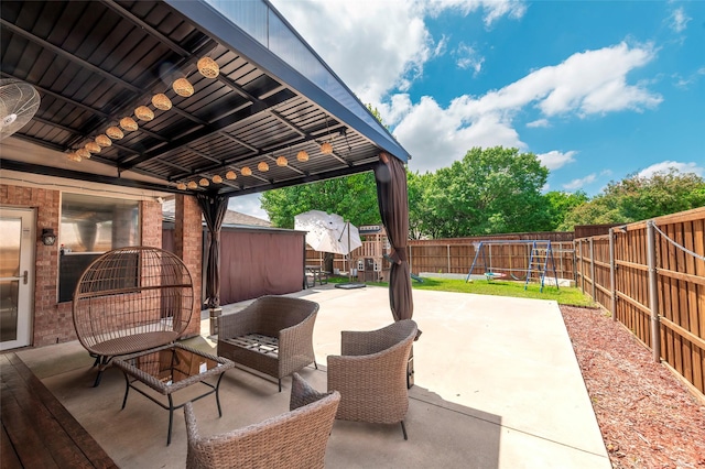 view of patio / terrace with a fenced backyard and an outdoor hangout area