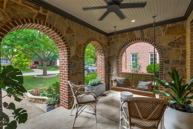 view of patio / terrace with ceiling fan