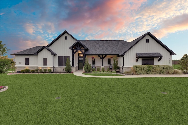 109 Highland Ranch Dr, Paradise, TX 76073 - modern farmhouse with a front lawn, board and batten siding, and roof with shingles