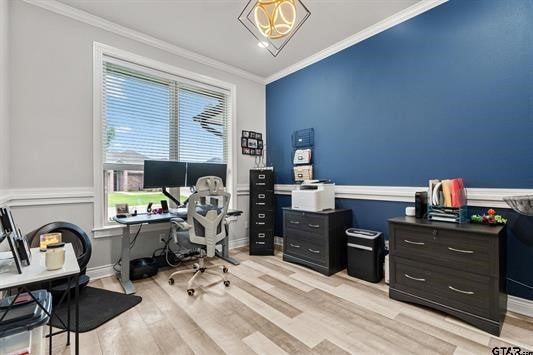 2230 Rana Park, Flint, TX 75762 - office with crown molding, wood finished floors, plenty of natural light, and baseboards