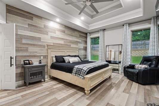 2230 Rana Park, Flint, TX 75762 - bedroom with a raised ceiling, ornamental molding, light wood finished floors, and recessed lighting