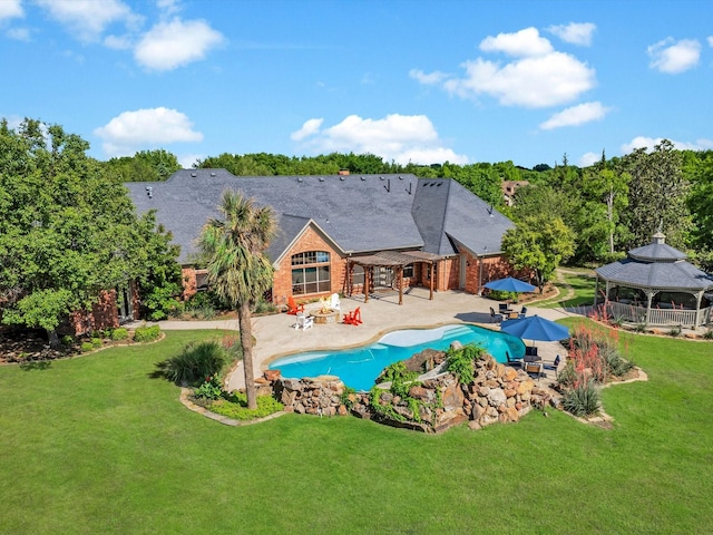901 Saint James Dr, Fairview, TX 75069 - outdoor pool with a gazebo and a patio area