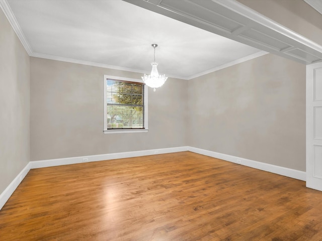 901 Saint James Dr, Fairview, TX 75069 - unfurnished room featuring light wood finished floors, a chandelier, baseboards, and crown molding