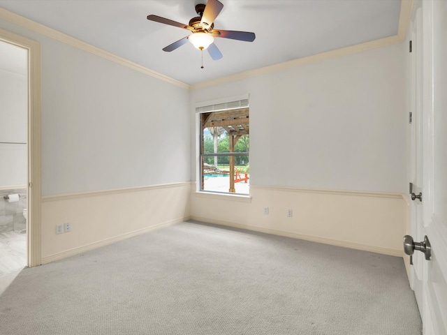 901 Saint James Dr, Fairview, TX 75069 - spare room featuring carpet, crown molding, ceiling fan, and baseboards