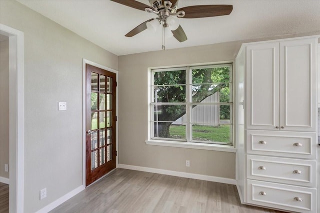 200 Herberta St, Pottsboro, TX 75076 - entryway with light wood-style floors, plenty of natural light, baseboards, and a ceiling fan