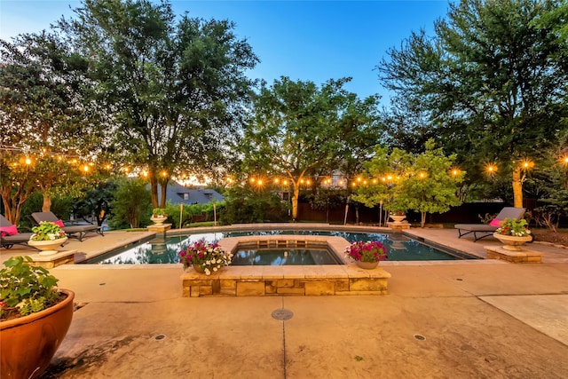 417 Windwood Ct, Mckinney, TX 75071 - swimming pool with a patio area, an in-ground hot tub, and fence