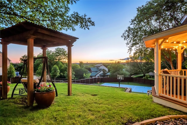 417 Windwood Ct, Mckinney, TX 75071 - yard at dusk featuring basketball court