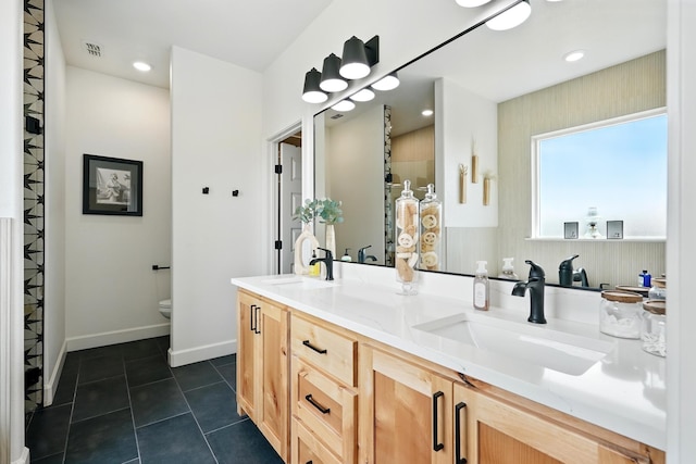 120 Crosswind Trl, Ovalo, TX 79541 - full bath featuring toilet, double vanity, tile patterned floors, and baseboards