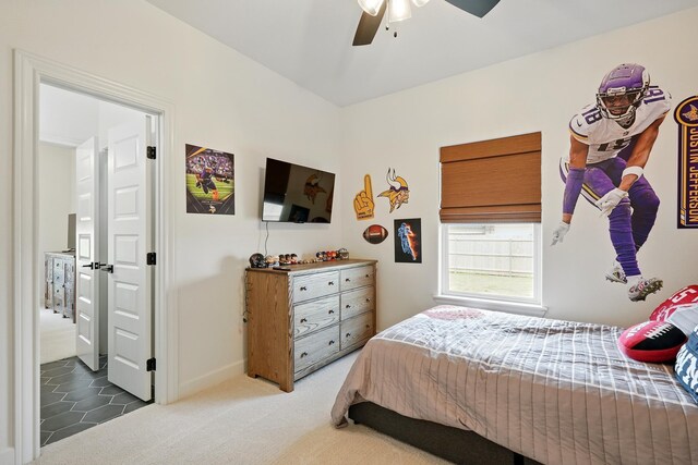 120 Crosswind Trl, Ovalo, TX 79541 - bedroom featuring carpet, ensuite bath, ceiling fan, and baseboards