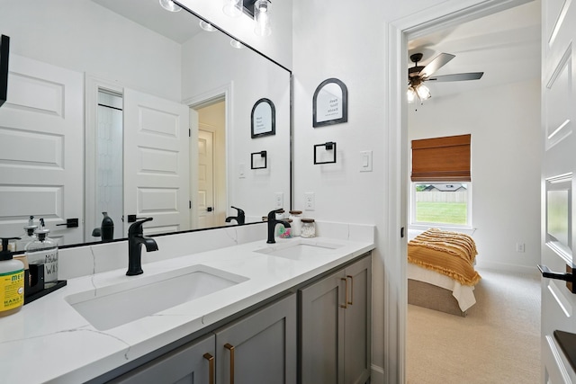 120 Crosswind Trl, Ovalo, TX 79541 - ensuite bathroom featuring ceiling fan and double vanity
