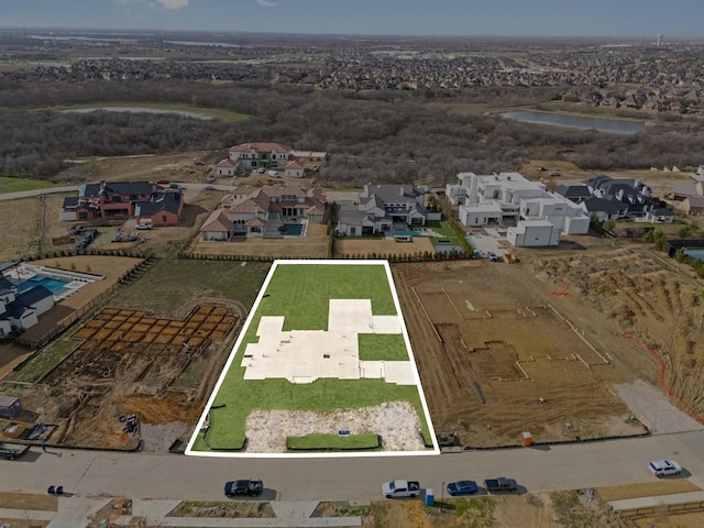 1650 Lilac Ln, Frisco, TX 75034 - aerial view of residential area featuring property parcel outlined and a nearby body of water