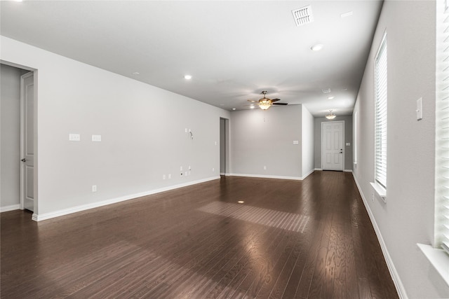 2545 Stella Ln, Northlake, TX 76247 - unfurnished living room with ceiling fan, dark wood-style floors, baseboards, and recessed lighting