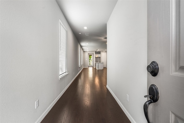 2545 Stella Ln, Northlake, TX 76247 - hall with dark wood-style floors, baseboards, and recessed lighting